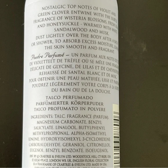 Crabtree & Evelyn Wisteria Perfumed Talcum Powder New - Picture 3 of 3